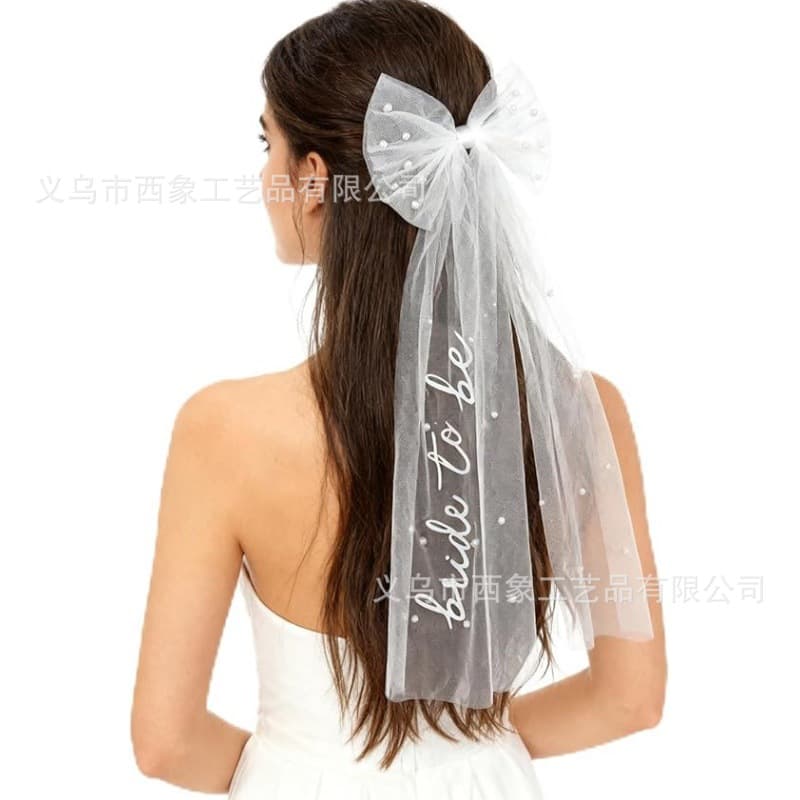 Bride Bow Pearl Headpiece Bride Party Pre-Wedding Party Engagement Party Decoration Supplies