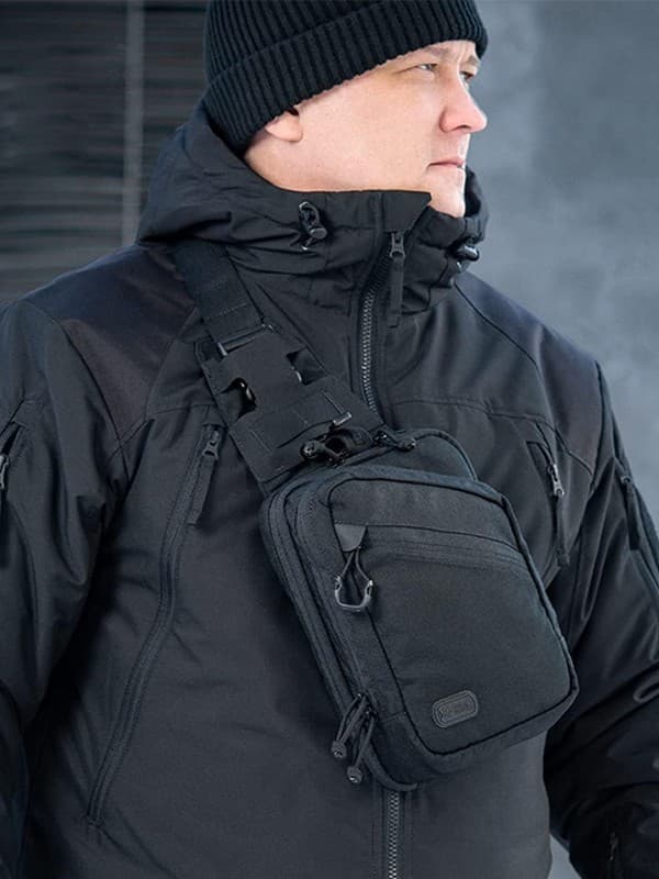 Black Men's Chest Bag Sling Bag Fashion Commuter Business Minimalist Shoulder Bag Tactical Crossbody Bag Concealed Carry