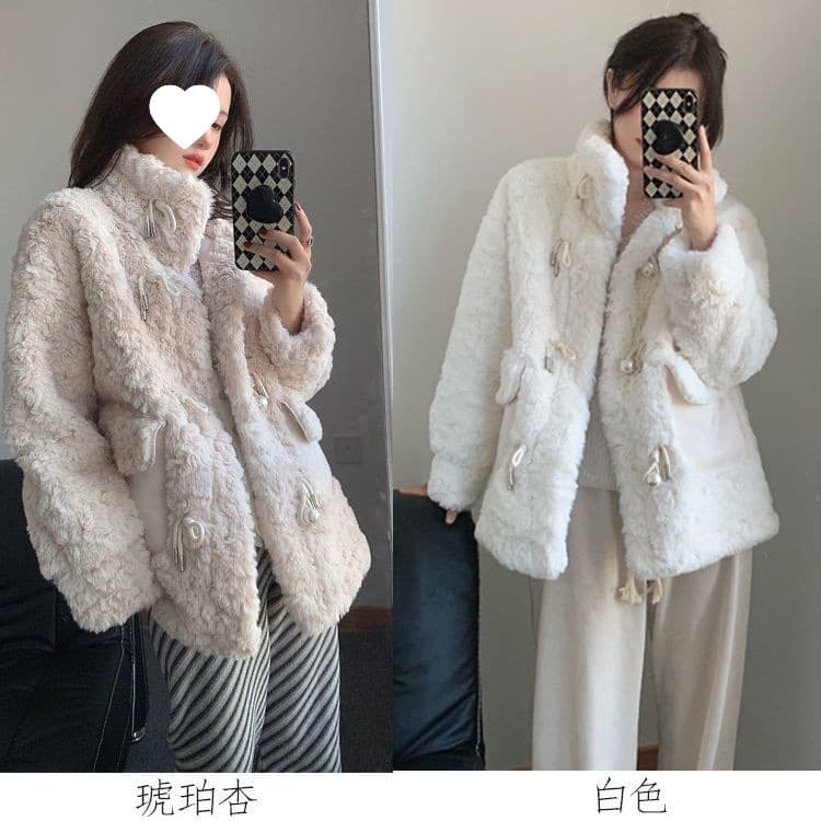 New Style Lamb Fur Fluffy Women's Winter Loose Korean Version Faux Fur Stand Collar Cotton-Padded Thick Mid-Long Coat