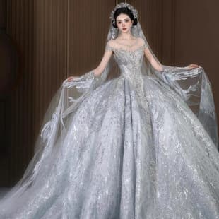 High-End Luxury Wedding Dress for Bride 2026 New French Heavy Embellished Floor-Length Plus Size Wedding Gown Going-Away Dress