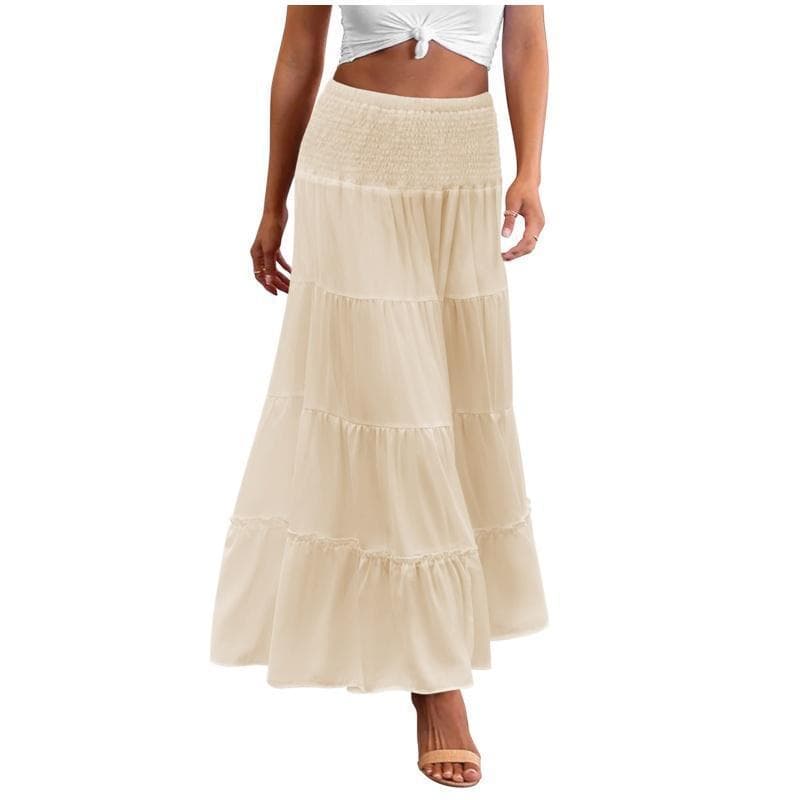 Women's Long Maxi Skirts Tiered Elastic High Waist Boho