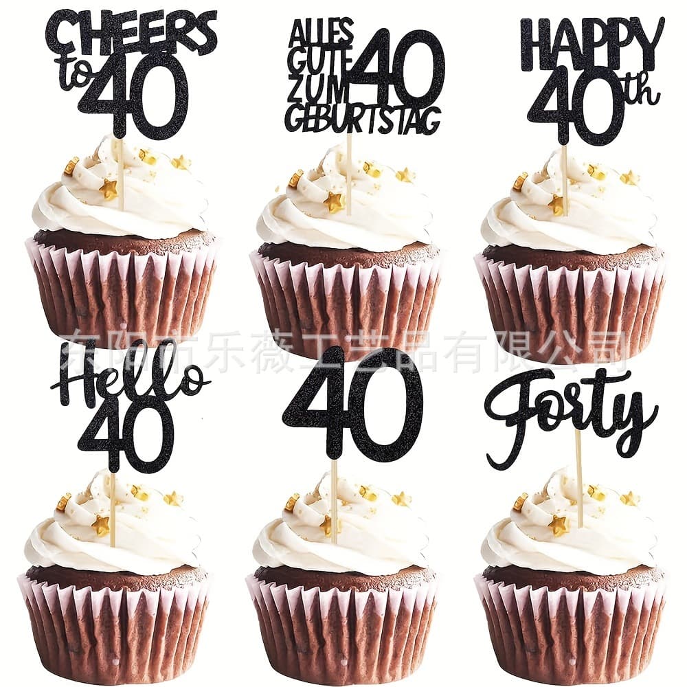 Cross-border German 40th anniversary German birthday party cake decoration plug-in card and flag party supplies