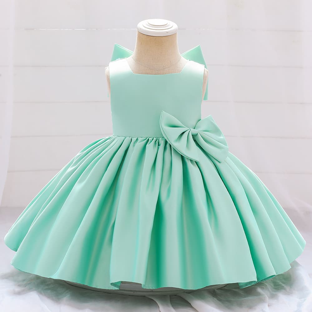 Princess Birthday Dress for Baby Girls with Bowknot Puffy Skirt Elegant Children's Formal Wear Suitable for All Seasons