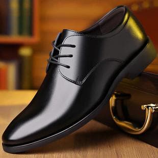 Autumn Winter Leather Shoes Men Business Formal Work Shoes Round Toe Casual Soft Leather Soft Sole Wedding Groom British Leather Shoes