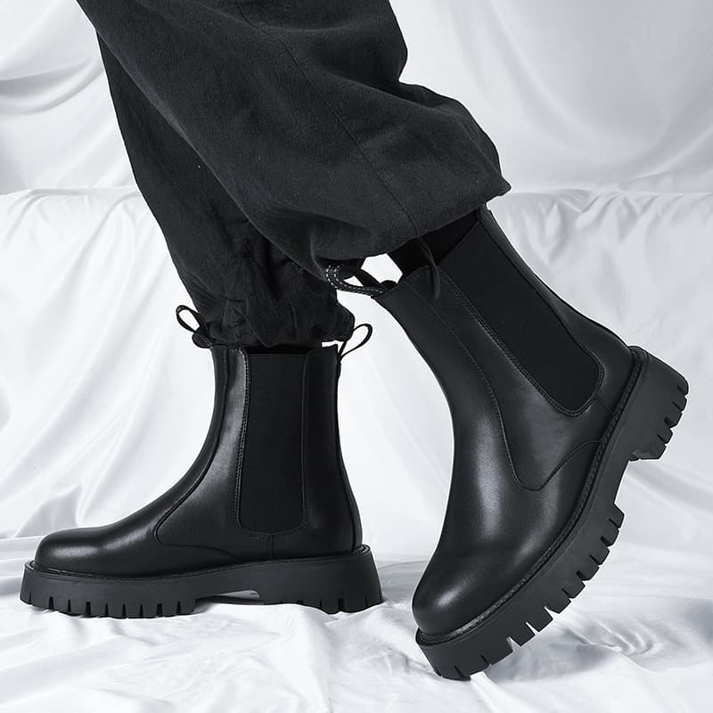 Men's Martin boots, extra large size 48-49, platform Chelsea boots, 2024 winter new style British short boots.