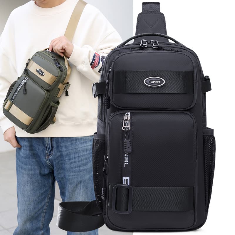 Men's chest bag, large-capacity waist bag, personalized and trendy travel bag, cycling hiking bag, work commuting, fashionable shoulder bag