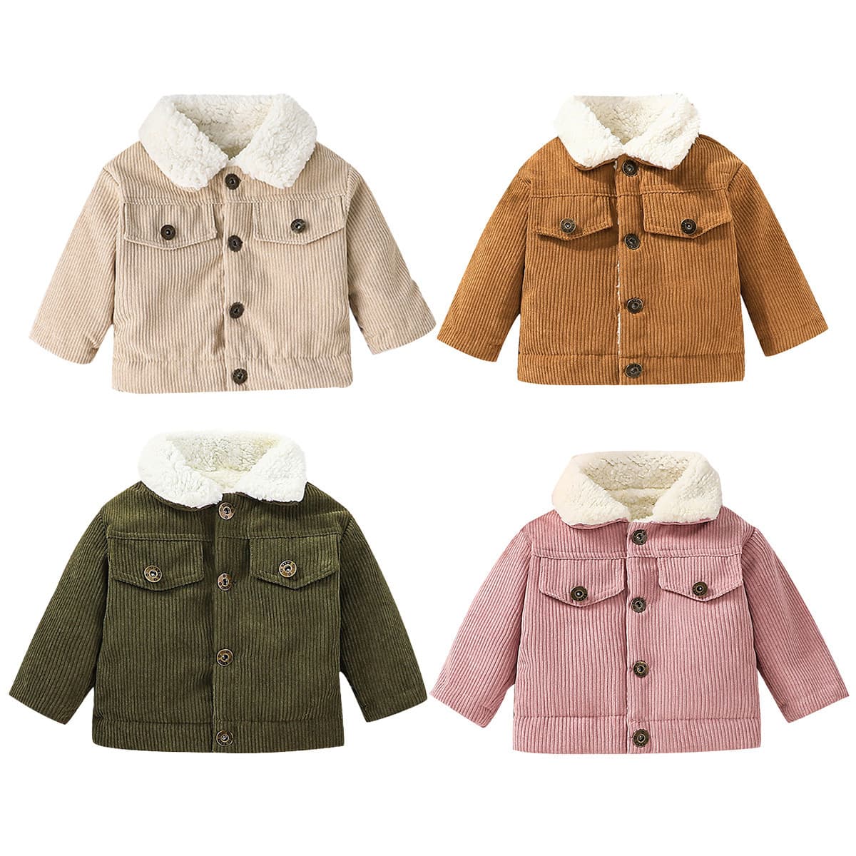 2023 Infant/Children Winter New Fleece-lined Thick Coat Top, Baby Winter Corduroy Cotton Clothing Exclusive