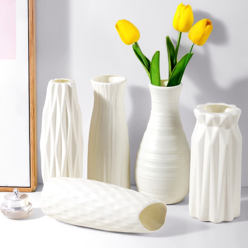 Nordic Plastic Vase Living Room Drop-Resistant Simulation Vase Decoration Creative Simple Imitation Ceramic Small Fresh Flower Vase