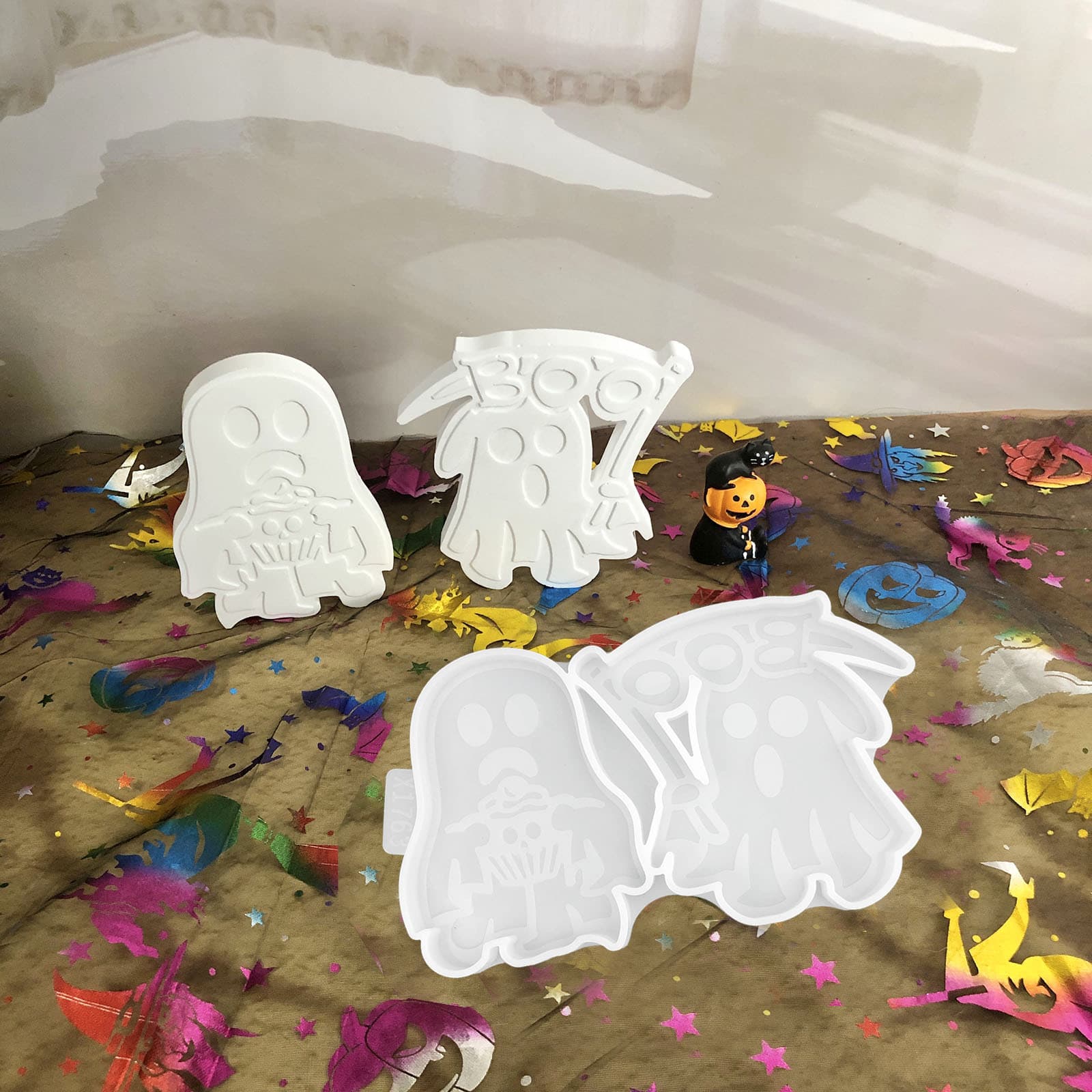 X1763 BOO ghost ornaments decorative cement plaster mold DIY silicone mold