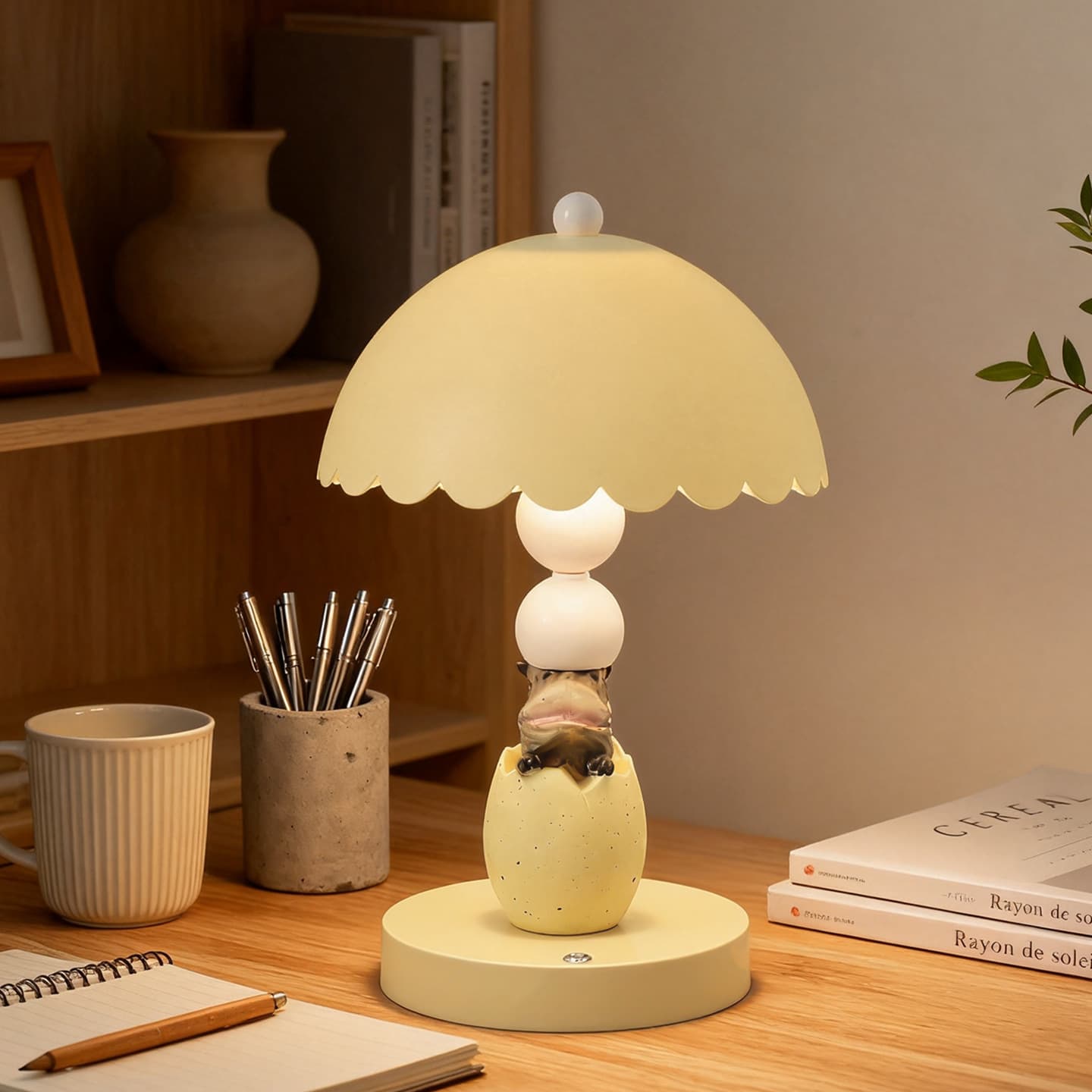 Cartoon Dinosaur Egg Breaking Decorative Table Lamp Bedroom Atmosphere Bedside Night Light Desktop Ornament Birthday Gift for Girls