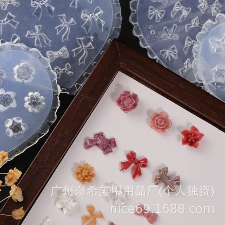 3D Nail Art Carving Silicone Mold, Universal for Clay, Soft Pottery, Resin DIY Flower Nail Ornament Template
