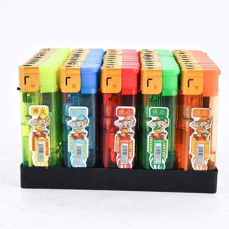 Factory wholesale Bozhong 666 transparent direct-impact lighter windproof lighter blue flame