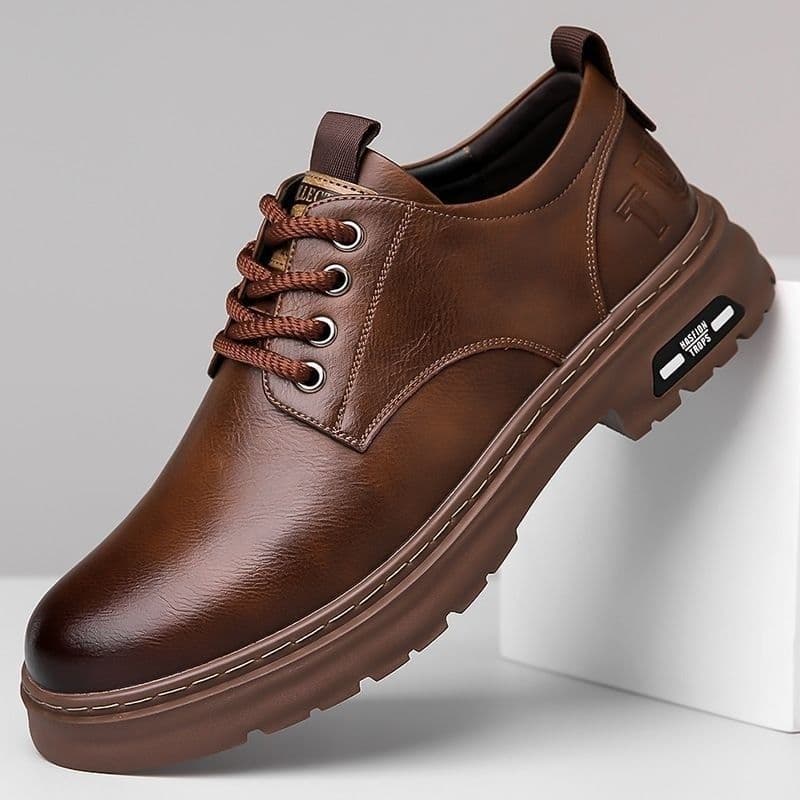 Men's Martin Boots 2025 Autumn Winter British Style Black Casual Leather Shoes Men's Business Formal Big Toe Work Trendy Shoes