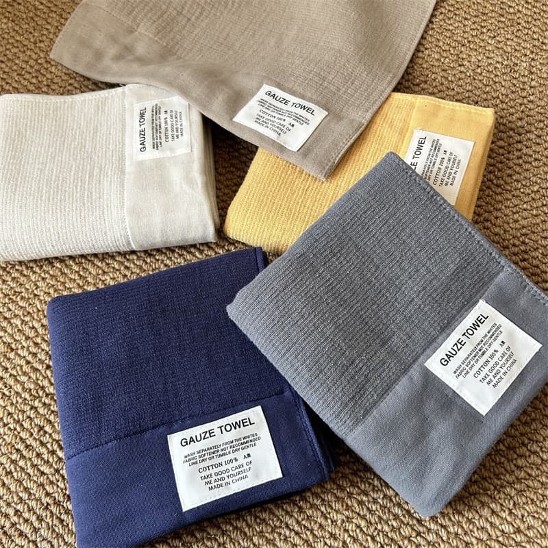 Export new air cotton gauze towel bath towel set, bathing cloth plain color pure cotton wrinkled gauze soft skin-friendly