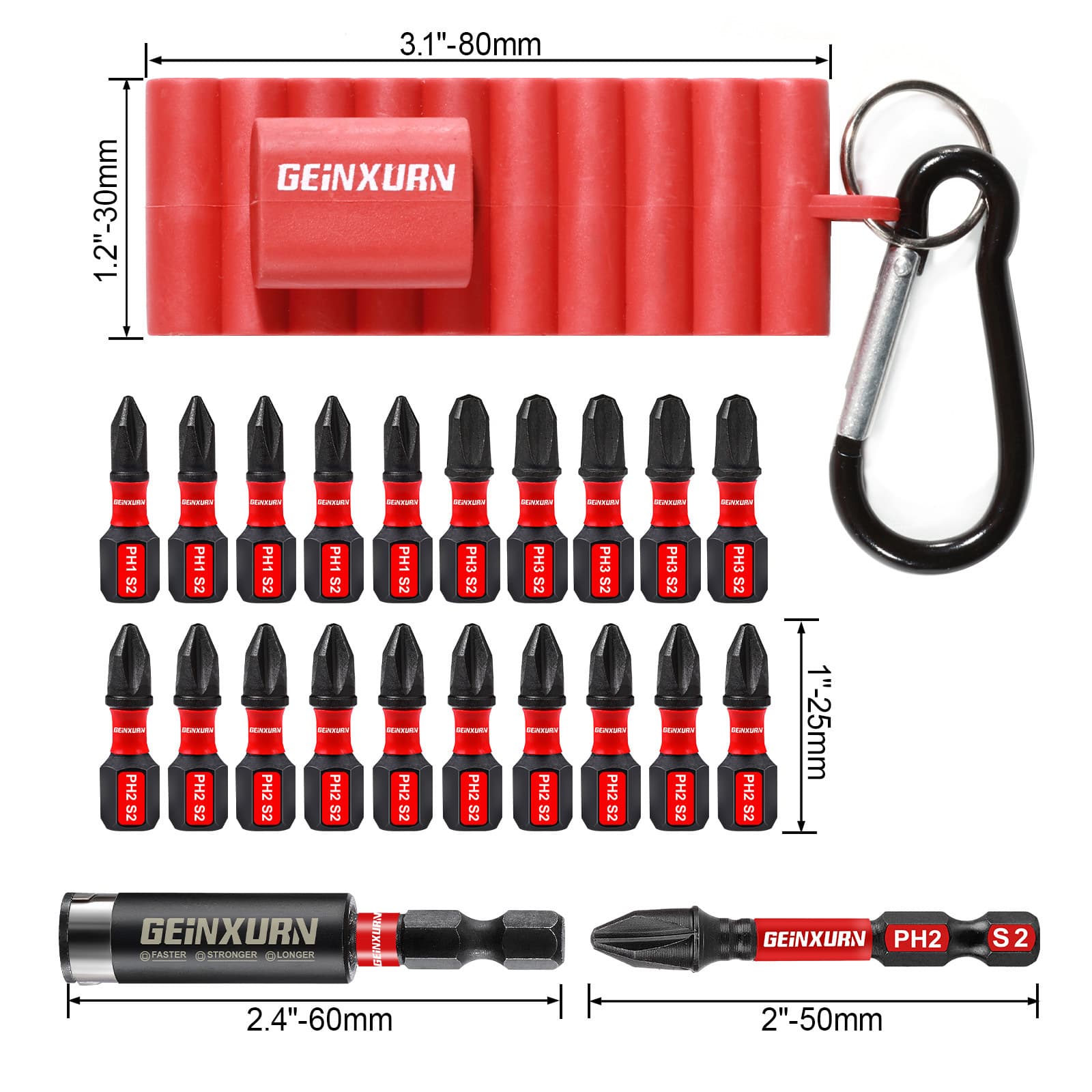 Belt-mountable hybrid screwdriver with extension bar, impact-resistant bits for easy portability, bit model
