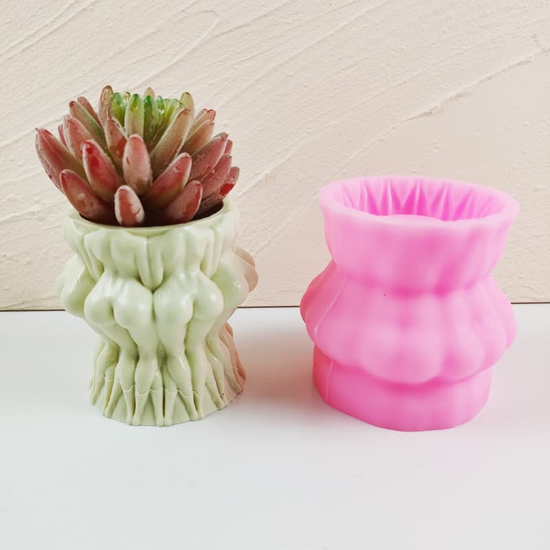 QMX Flower Pot Silicone Mold Female Body Cement Plaster Concrete Ornament DIY Succulent Planter Mold Cross-Border