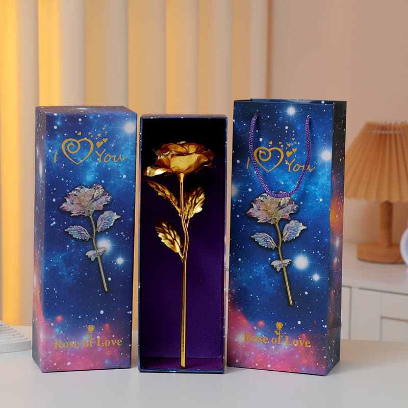 24K Gold Foil Rose Flower Bouquet with Colorful Shimmering Lights, Preserved Artificial Flowers, Valentine's Day, Mother's Day Gift, Birthday Present