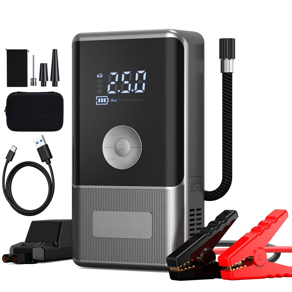 Car emergency starting power supply, air pump all-in-one machine, 12V battery and power bank, tire inflator and strong starting tool