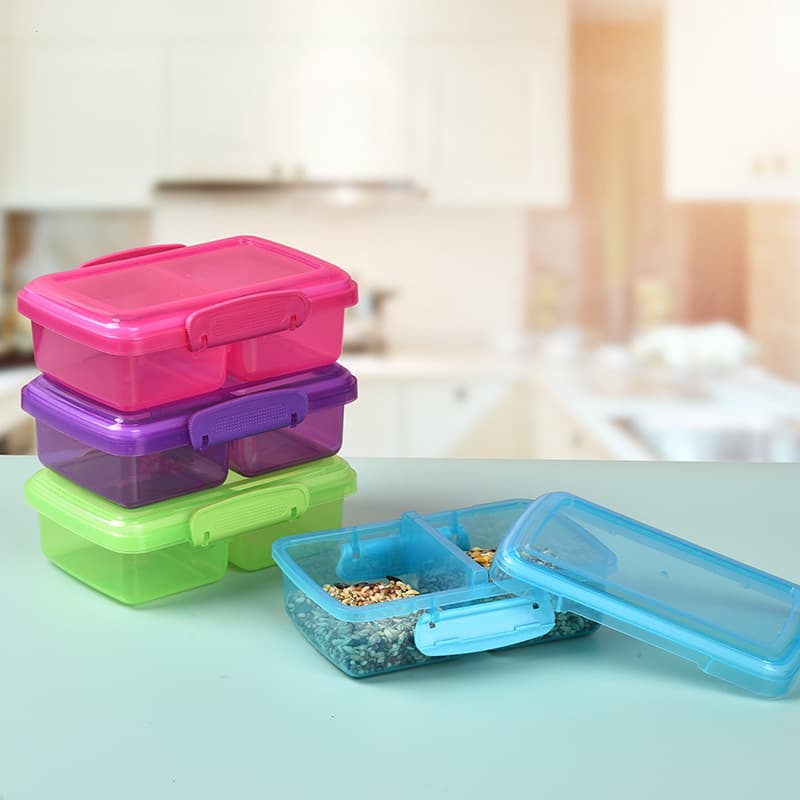 Chinese lunch box with partitions, sealed storage box, rectangular partition crisper, transparent fruit snack crisper