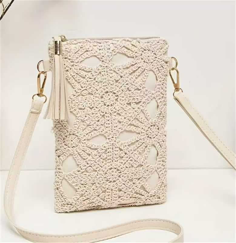 Lace Knitted Women's Crossbody Bag Fashion Hollow Cotton Shoulder Bag Underarm Bag Handbag Vacation Bag Crossbody Bag