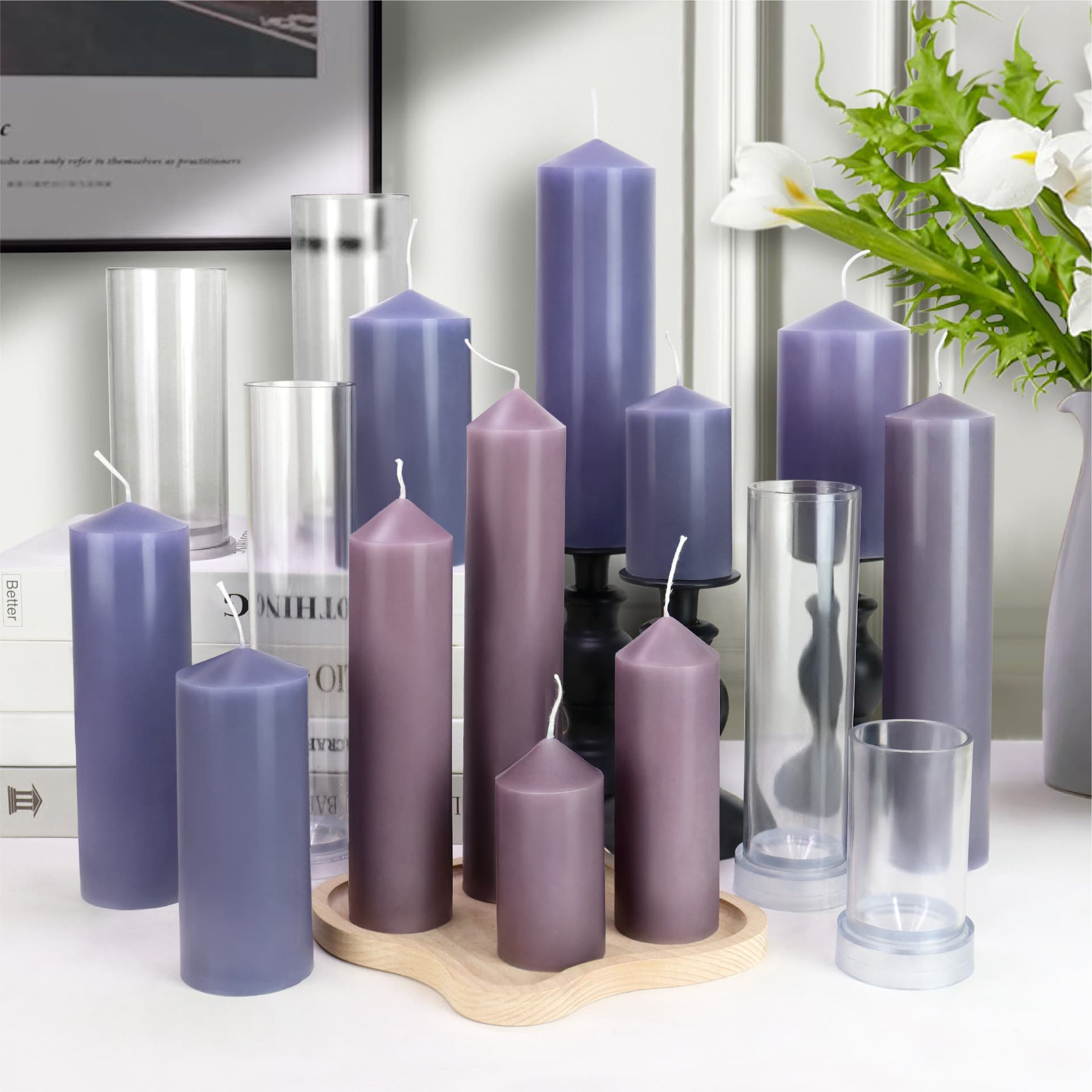 Xiongwei Cylindrical Pointed Candle Accessories Tapered Candle Mold PC Handmade DIY Acrylic Candle Mold