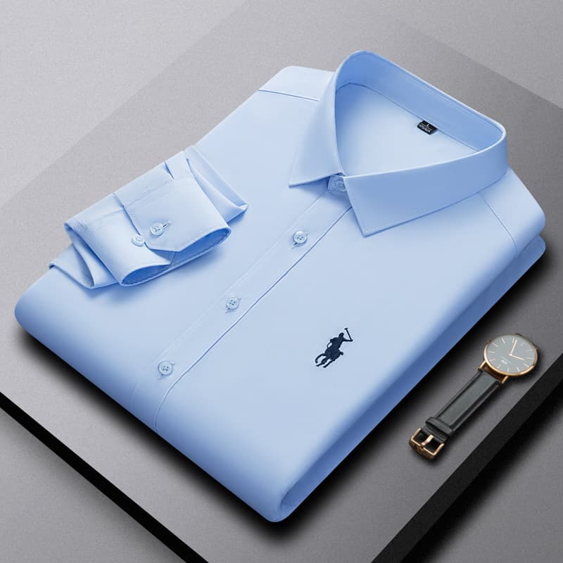 Lightweight Long-Sleeve Shirt for Men 2025 Spring/Autumn Casual Embroidered Shirt Regular Fit Top Cross-Border Trade