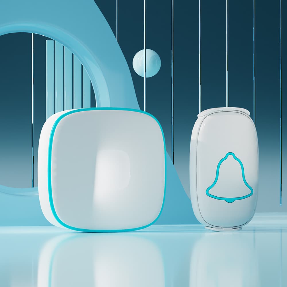 Boying A808 Wireless Home Doorbell AC Digital One Transmitter One Receiver Button with Selectable Ringtone Doorbell