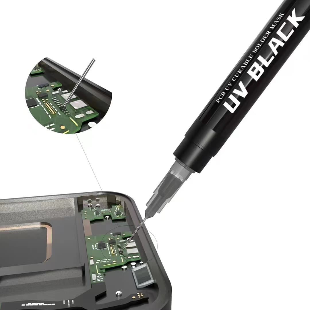 2UUL New UV-Curable Solder Mask Green Oil in Syringe 0.6mm PCB Solder Resist Insulation Repair Protection Black Oil