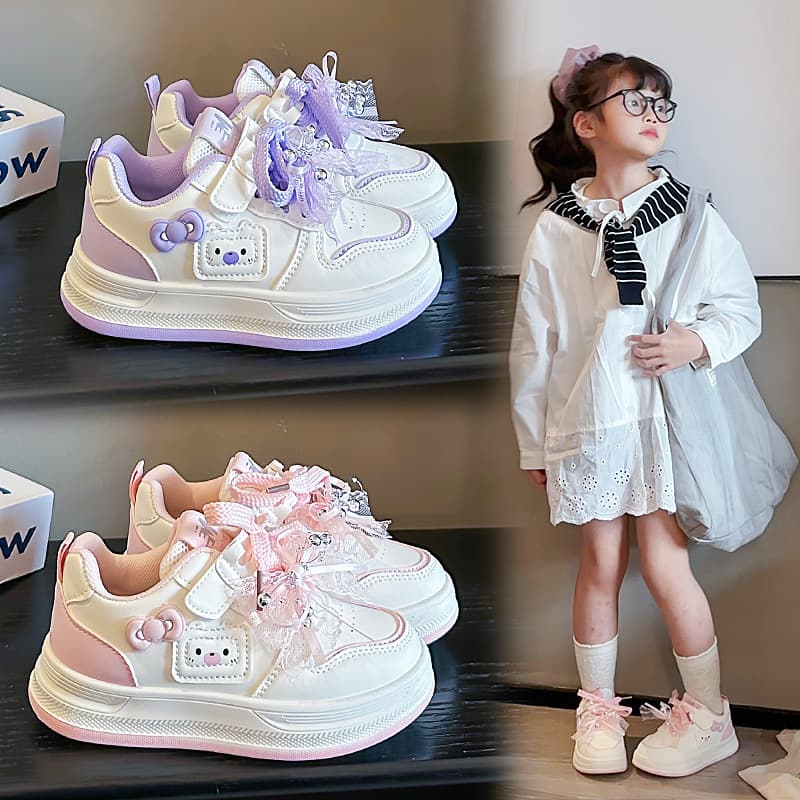 Girls' Shoes 2026 Spring/Autumn New Arrival Cute White Sneakers Children's Casual Shoes for Middle and Older Kids Primary School Student Skate Shoes