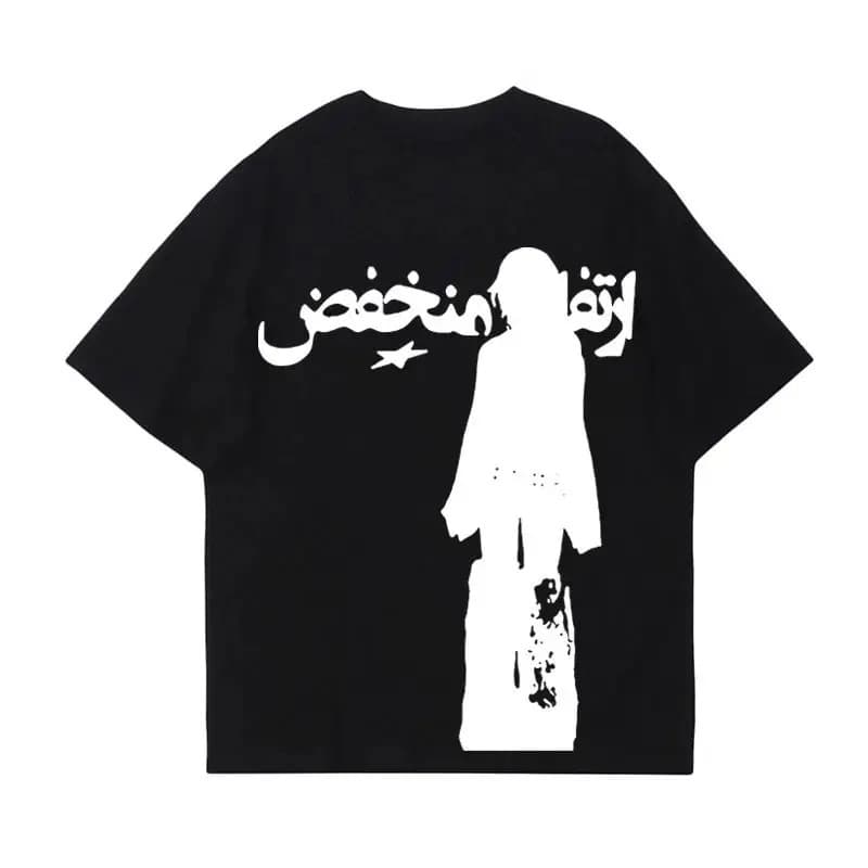 Cross-border Bestseller Retro Men's Y2K Vibe T-Shirt, Harajuku Gothic Rock Print, Women's Loose Soft Tee