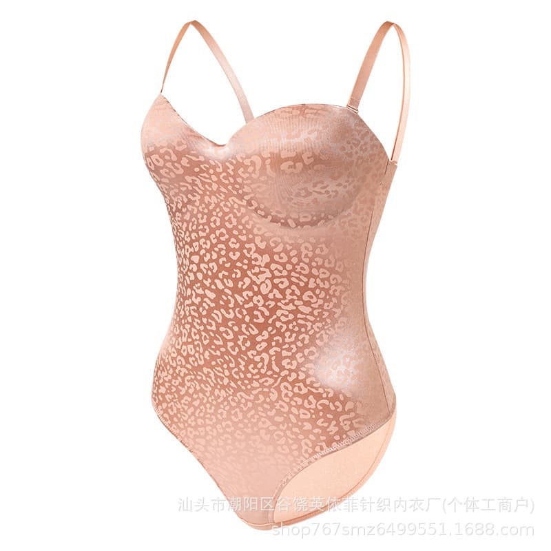 New Export Cross-Border Europe and America Sexy Leopard Print Waist Cincher Corset Bra Shapewear Bodysuit Thong Body Shaper