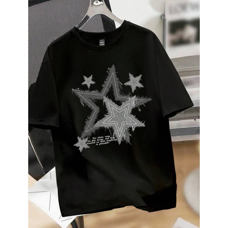 Manfinity Joysei Unisex 67 Letter Print White Round Neck T-Shirt