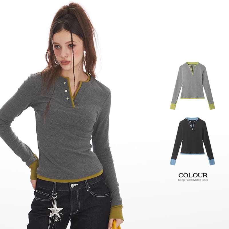 HeyHenry Faux Two-Layer American Vintage Slim Fit Long-Sleeve T-Shirt for Women, Fall Inner Layering Cropped Top
