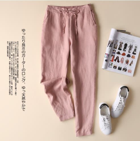 2023 Spring Summer Linen Pants Women Slimming Ankle Pants Plus Size Cotton Linen Pants Jogger Pants Loose Linen Casual Pants