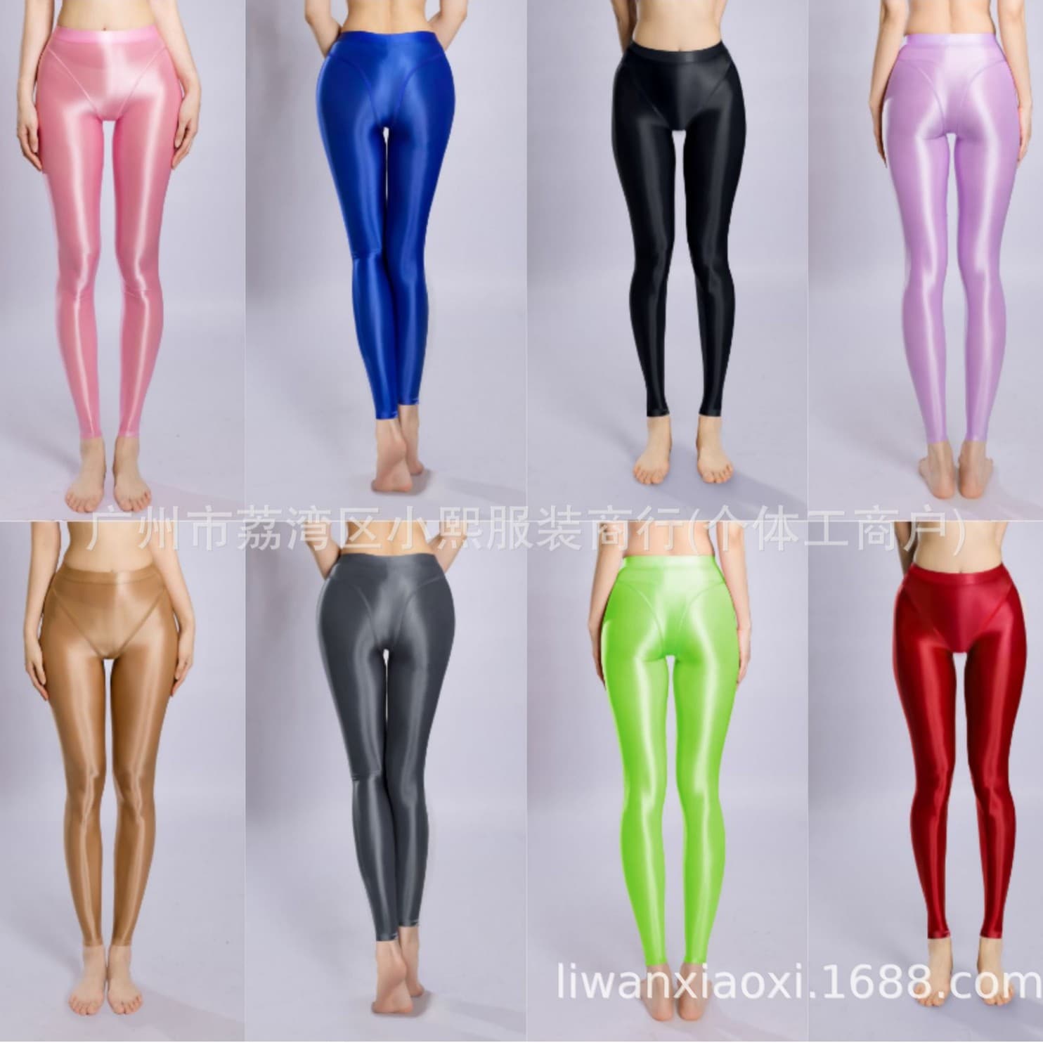 EU-US Cross-Border High Elasticity Plus Size Glossy Silky Faux Two-Layer Base Yoga Sheer Sexy Pants 7211