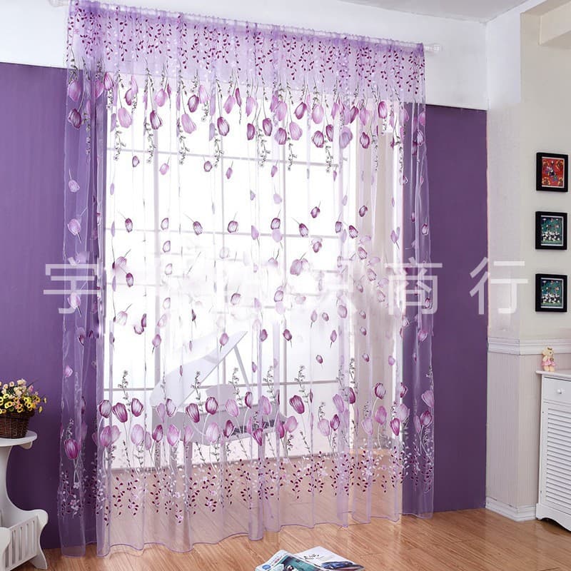 Manufacturer supplies tulip-printed curtains and window screens, finished products for export, Amazon AliExpress, and cross-border wholesale.