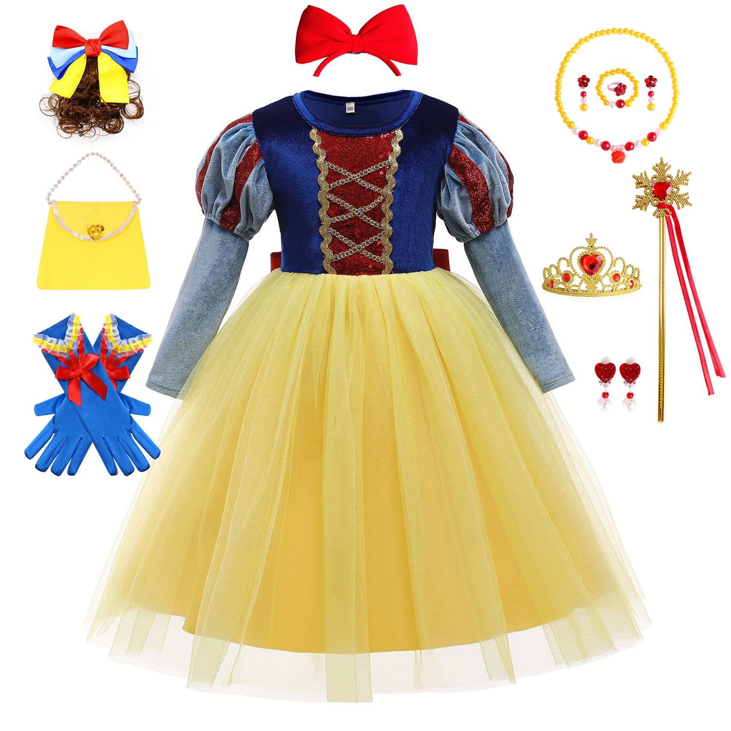 Snow White Little Girl Long Sleeve Autumn Skirt Children's Dress Puff Skirt Romance Elsa Dress K37