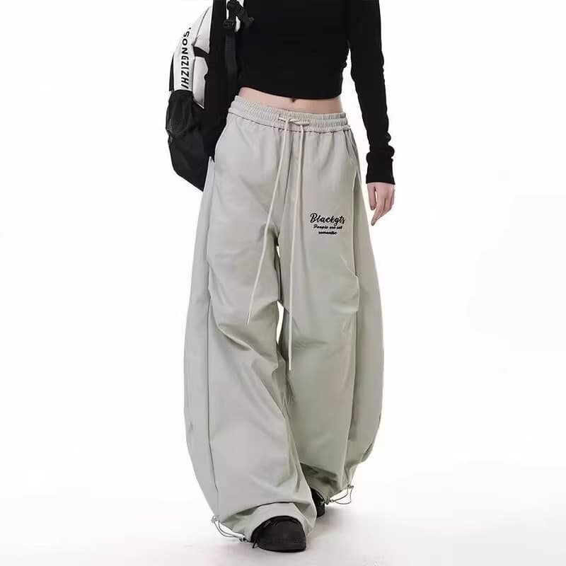 Curved Saber Paratrooper Pants Men Women Street Pleated American Drawstring Loose Wide Leg Sports Tactical Cargo Long Pants