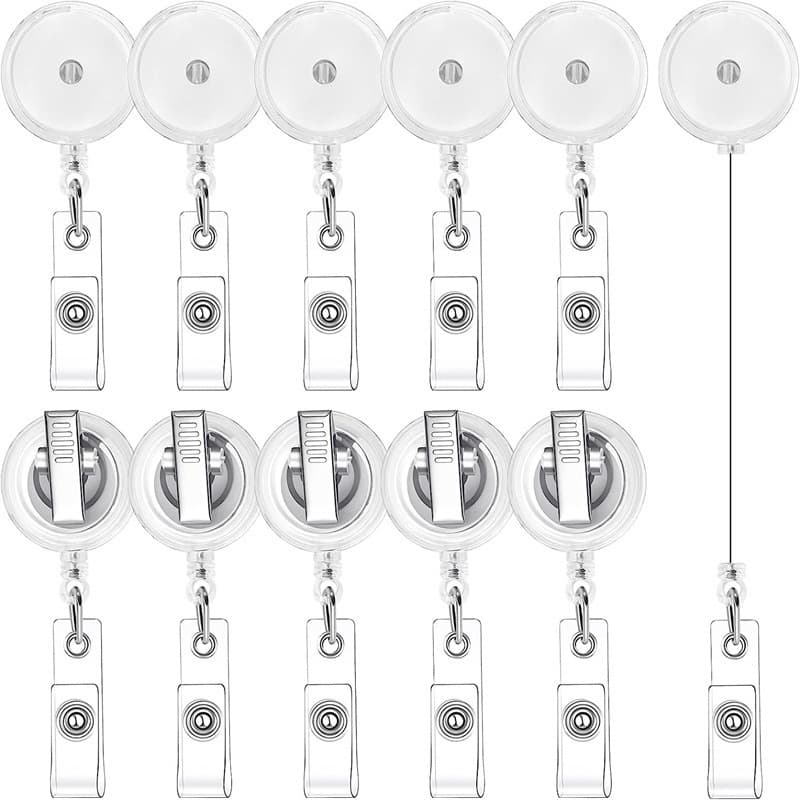In Stock 360-Degree Rotating Transparent Pull Cord Buckle with Bag Clip for Badges and ID Cards, Scroll Cord Puller