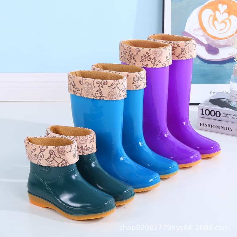 Women's rain boots, work shoes, thickened, non-slip, waterproof, cotton-lined, warm winter work rubber shoes, dropshipping, wholesale, free shipping