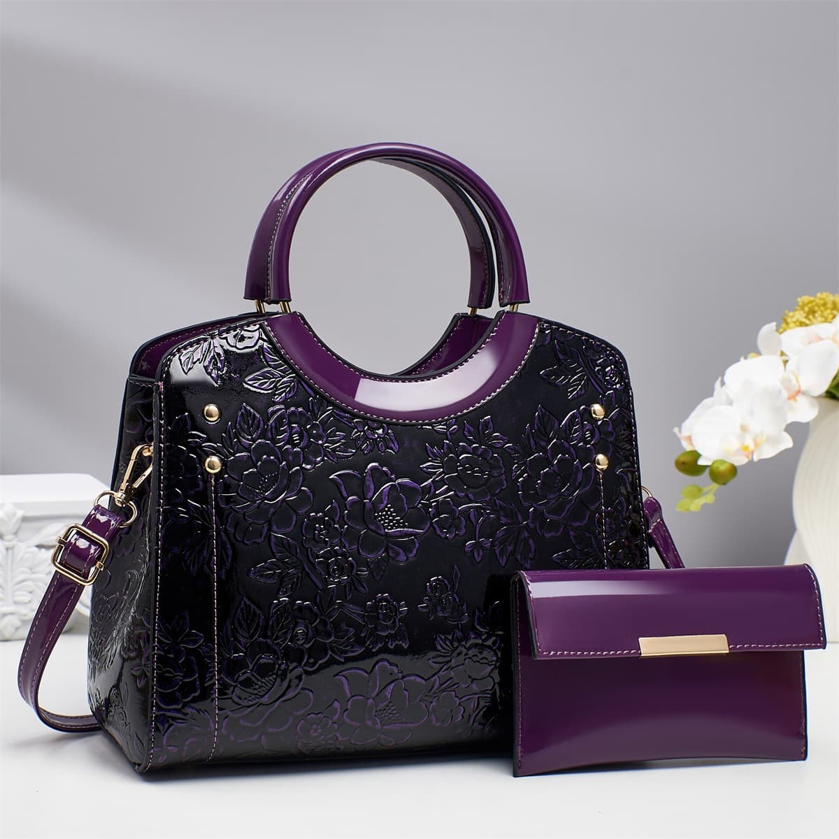 2025 Taizhou New Style High-End Elegant Women's Handbag Set, Fashionable Handheld Shoulder Bag Evening Bag for Foreign Trade