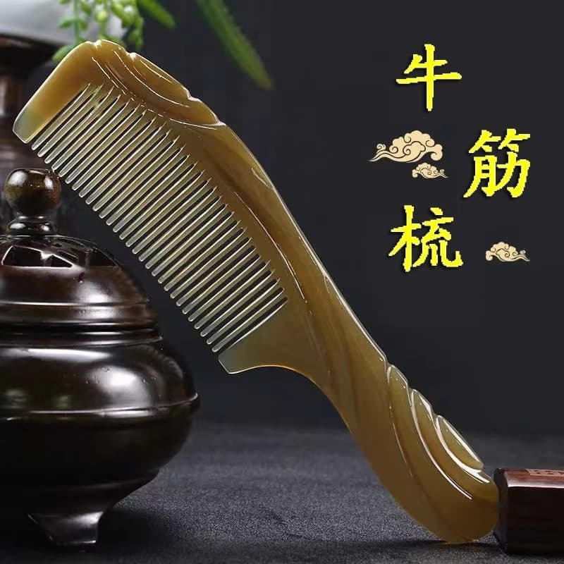 Buffalo horn comb, sturdy and durable, anti-static, thickened large massage comb, specially designed for long hair, natural hair comb, unbreakable