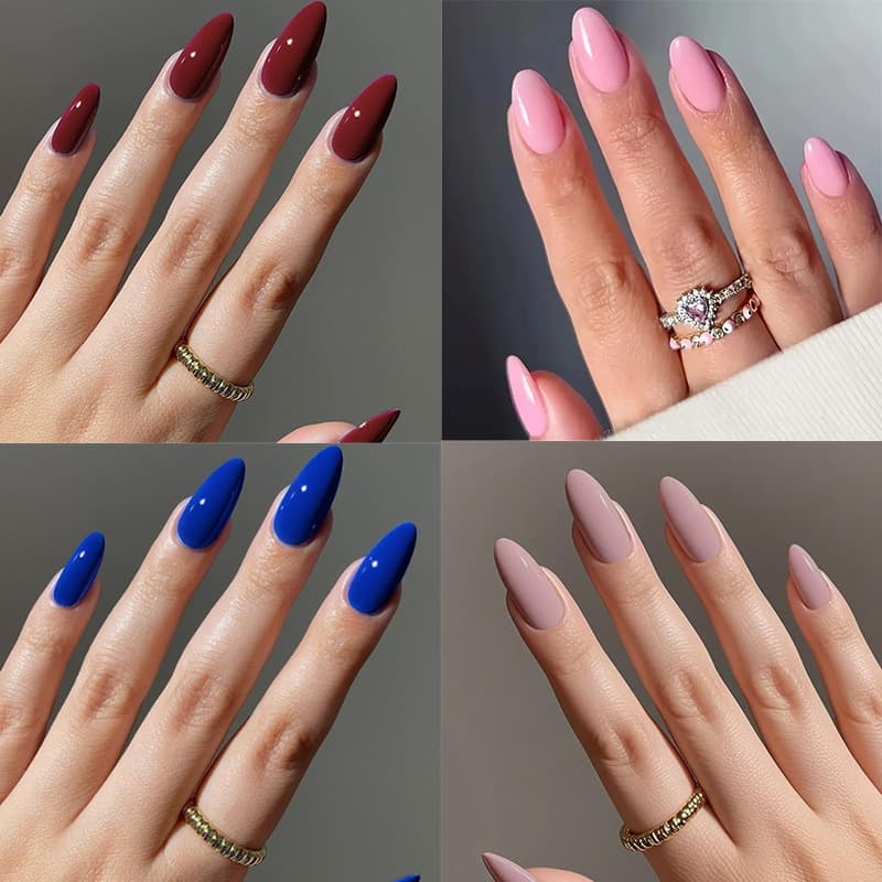 European and American cross-border best-selling nail art solid color collection simple fashion small fresh solid color long almond wear nails wholesale