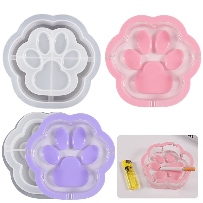 DIY Resin Drip Mold Cat Paw Ashtray Mirror New Style Meat Pad Storage Box Gypsum Silicone Mold for Daily Use Kitchen Utensils