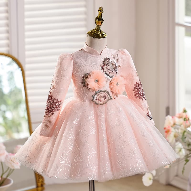 Children's dress, princess dress, one-year-old girl's birthday party, fluffy gauze host, high-end piano performance costume