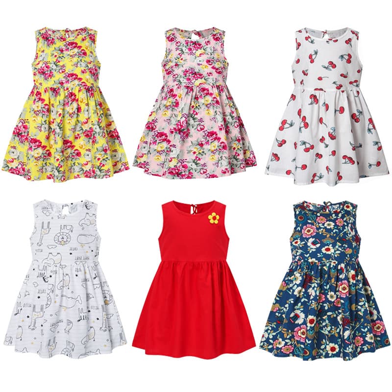 26 spring and summer new girls dress children's sleeveless printed princess dress baby girl Korean style floral child dress