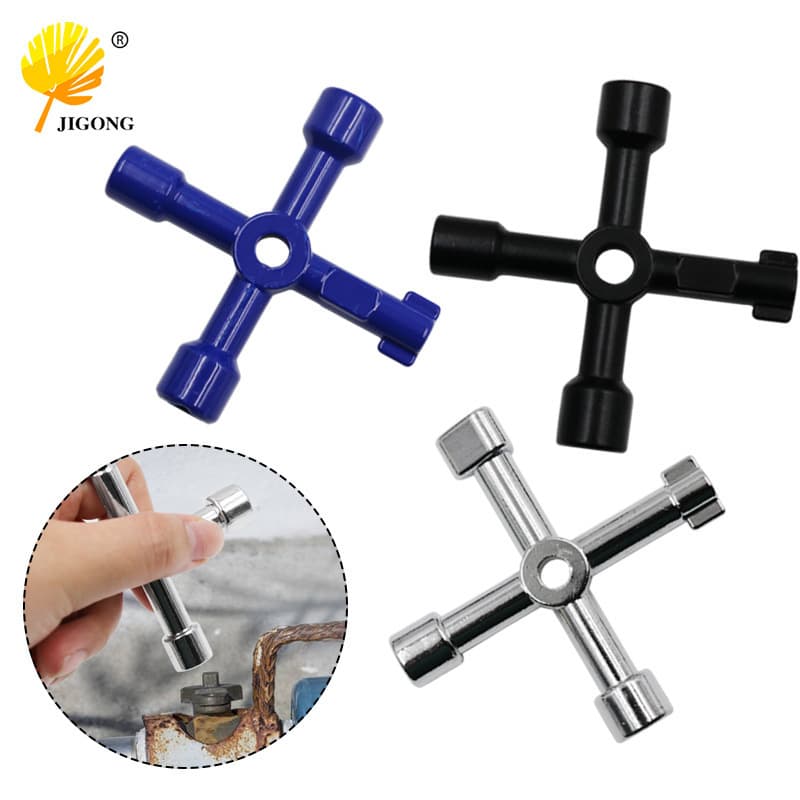 4-in-1 Key Wrench Multi-Purpose Triangle Key Wrench for Electrical Control Cabinet, Elevator, Water Meter, Valve Square Hole Key