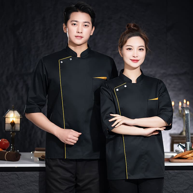 High-End Kitchen Chef Workwear Men's Three-Quarter Sleeve for Restaurants, Hotels, Cake Shops, Baking Chef Uniform Women