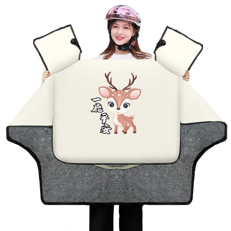 Large Electric Scooter Windshield Cover Winter Fleece-Lined Thickened Riding Rain Protection Battery Motorcycle Front Cover Oxford Fabric