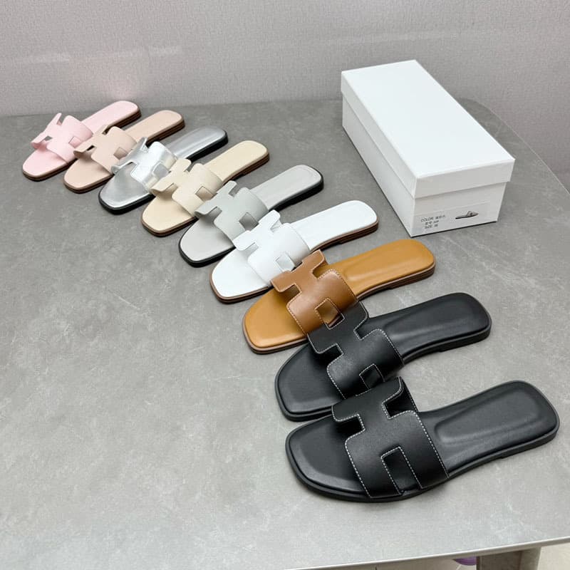 Unbranded Dongguan Houjie ~ Light Luxury 2025 Summer New H-Strap Leather Flat Slide Mule Sandals Women's Shoes
